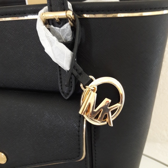 NWT  MICHAEL KORS SAFFIANO LEATHER FRAME MD TOTE - Picture 3 of 8